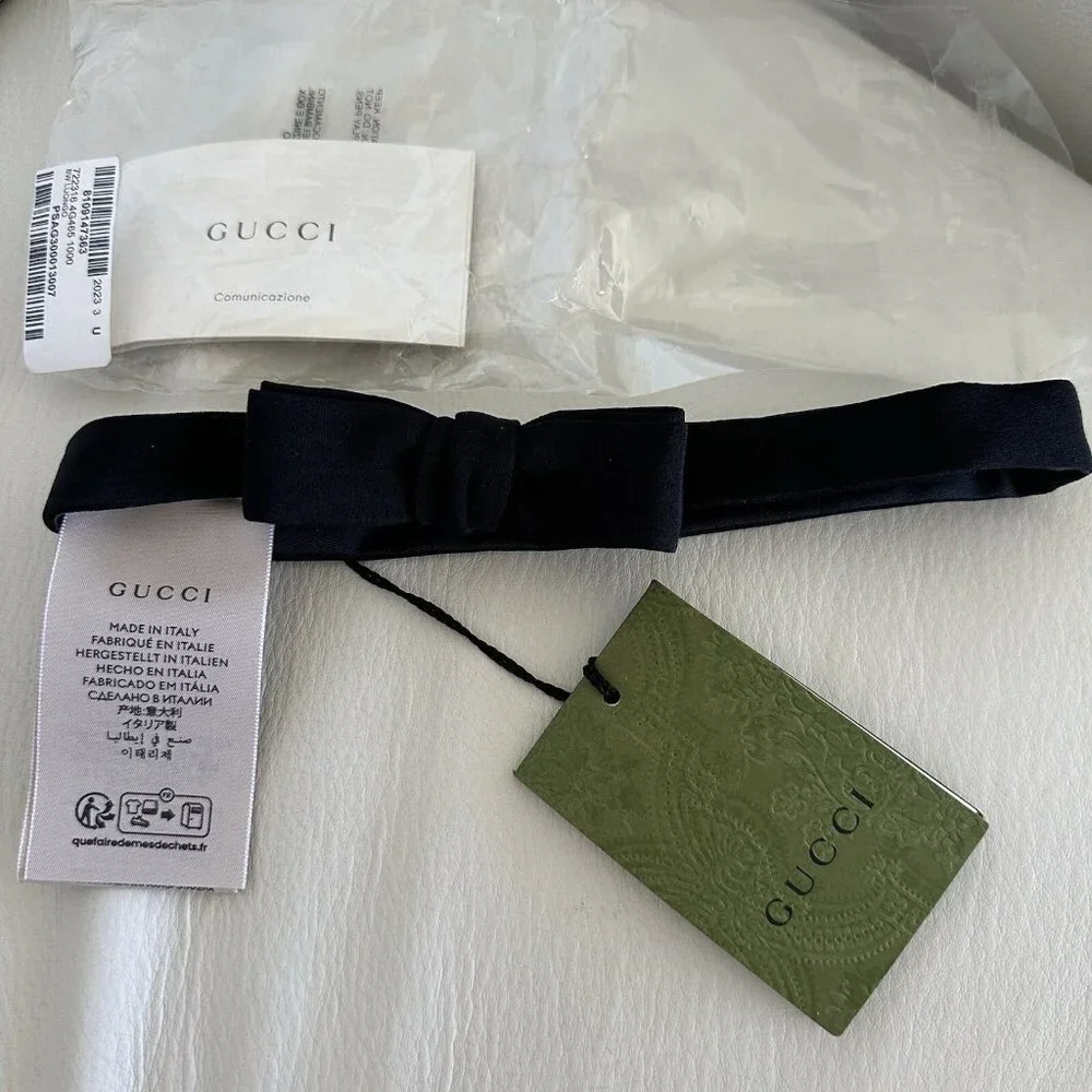 NWT GUCCI SILK BOW TIE BLACK 722316 Bow Tie Mens